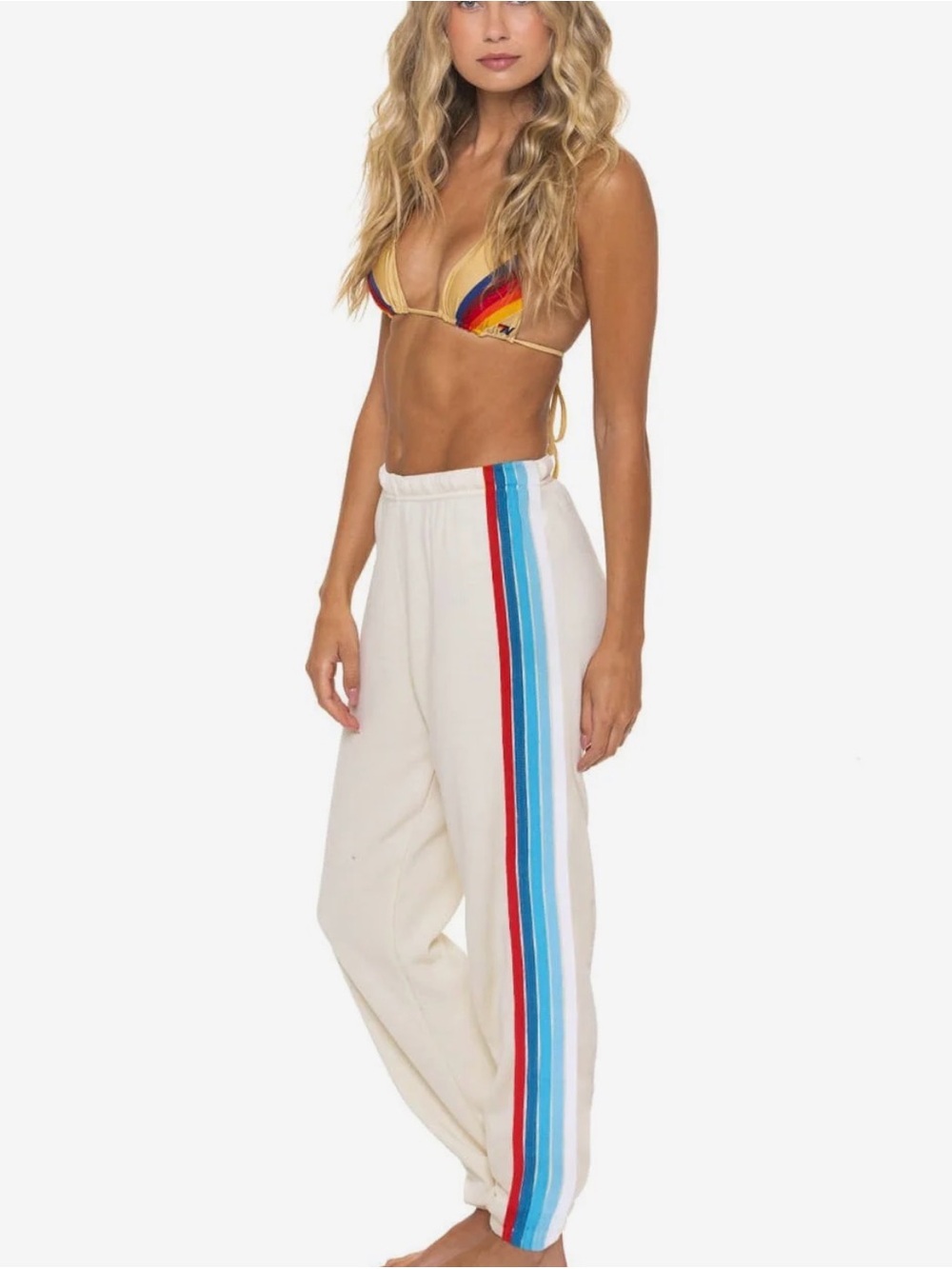 NWT Aviator Nation Vintage White 5 Stripe Sweatpants
